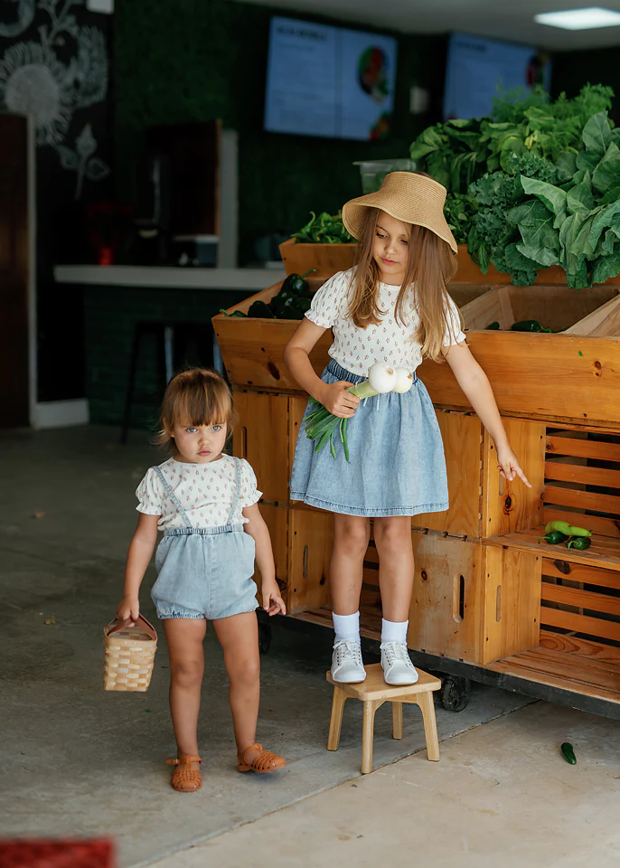 Denim Suspender Shorts - Chambray - Image 4